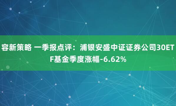 容新策略 一季报点评：浦银安盛中证证券公司30ETF基金季度涨幅-6.62%