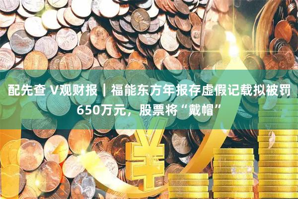 配先查 V观财报｜福能东方年报存虚假记载拟被罚650万元，股票将“戴帽”