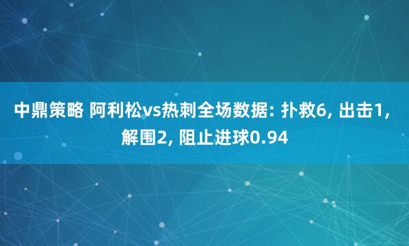 中鼎策略 阿利松vs热刺全场数据: 扑救6, 出击1, 解围2, 阻止进球0.94